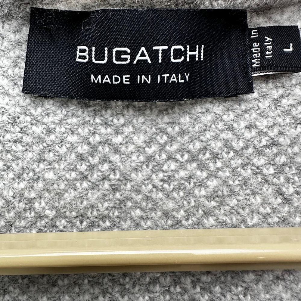 Bugatchi Solid Wool/Cashmere Quarter Zip Sweater Gray made Italy size Large - Picture 3 of 7